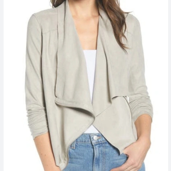 Blank NYC Gray Faux Soft Suede Drape Moto Jacket M Like New - Picture 1 of 6